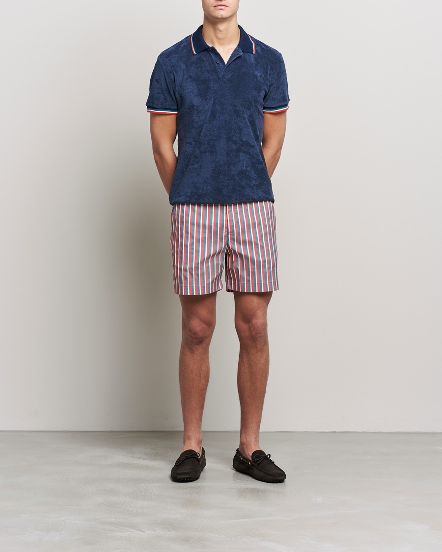 Homme | Polos | Orlebar Brown | Jarrett Towelling Striped Tipping Polo Navy
