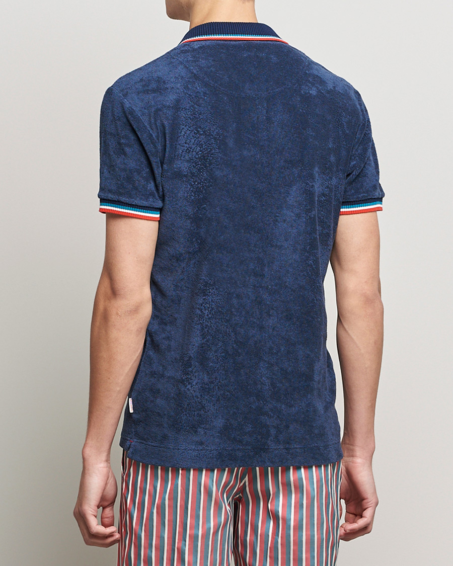 Homme | Polos | Orlebar Brown | Jarrett Towelling Striped Tipping Polo Navy