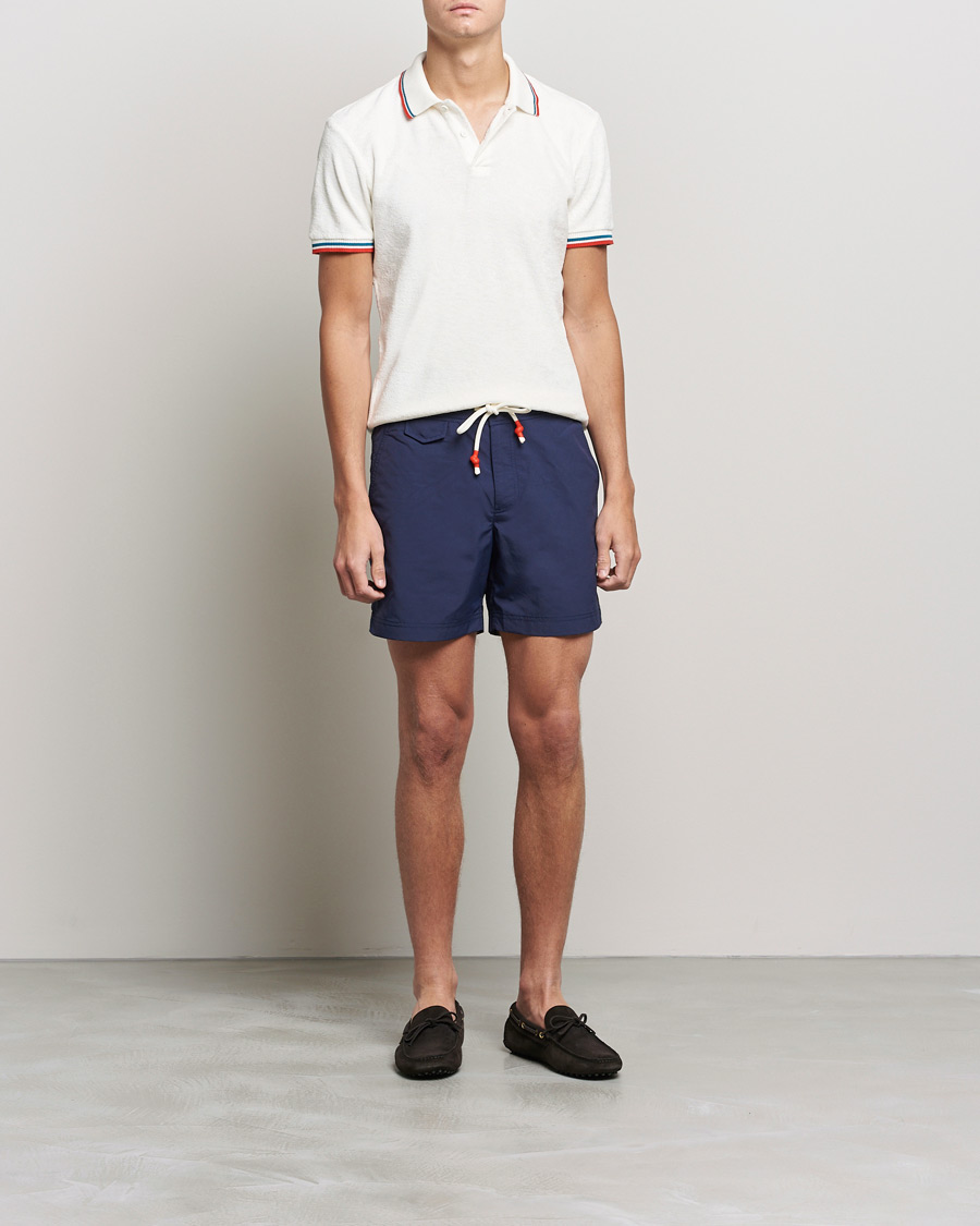 Homme | Polos | Orlebar Brown | Jarrett Towelling Striped Tipping Polo White Sand