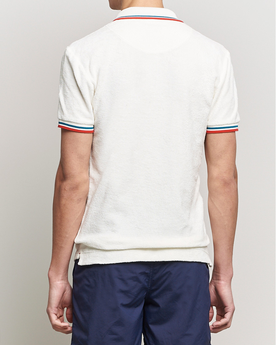 Homme | Polos | Orlebar Brown | Jarrett Towelling Striped Tipping Polo White Sand