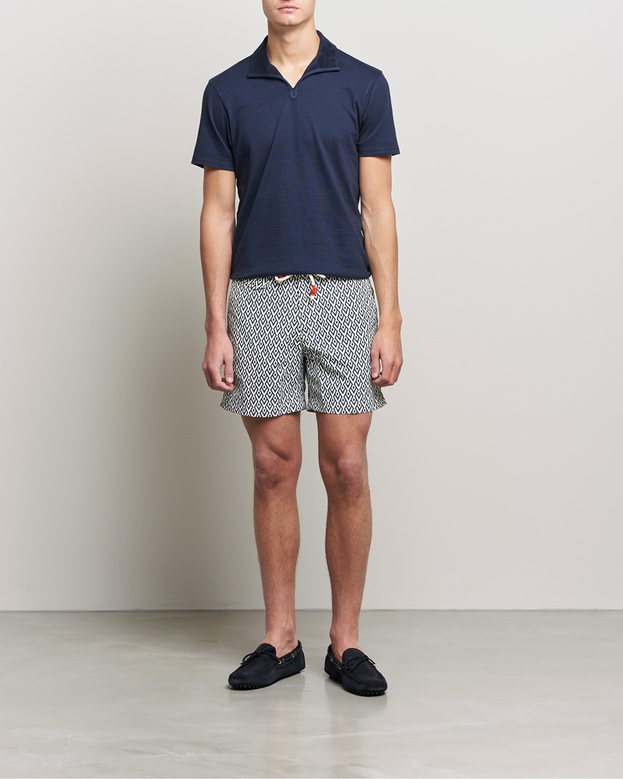 Homme | Polos | Orlebar Brown | Albert GD Towelling Trim Polo Night Iris