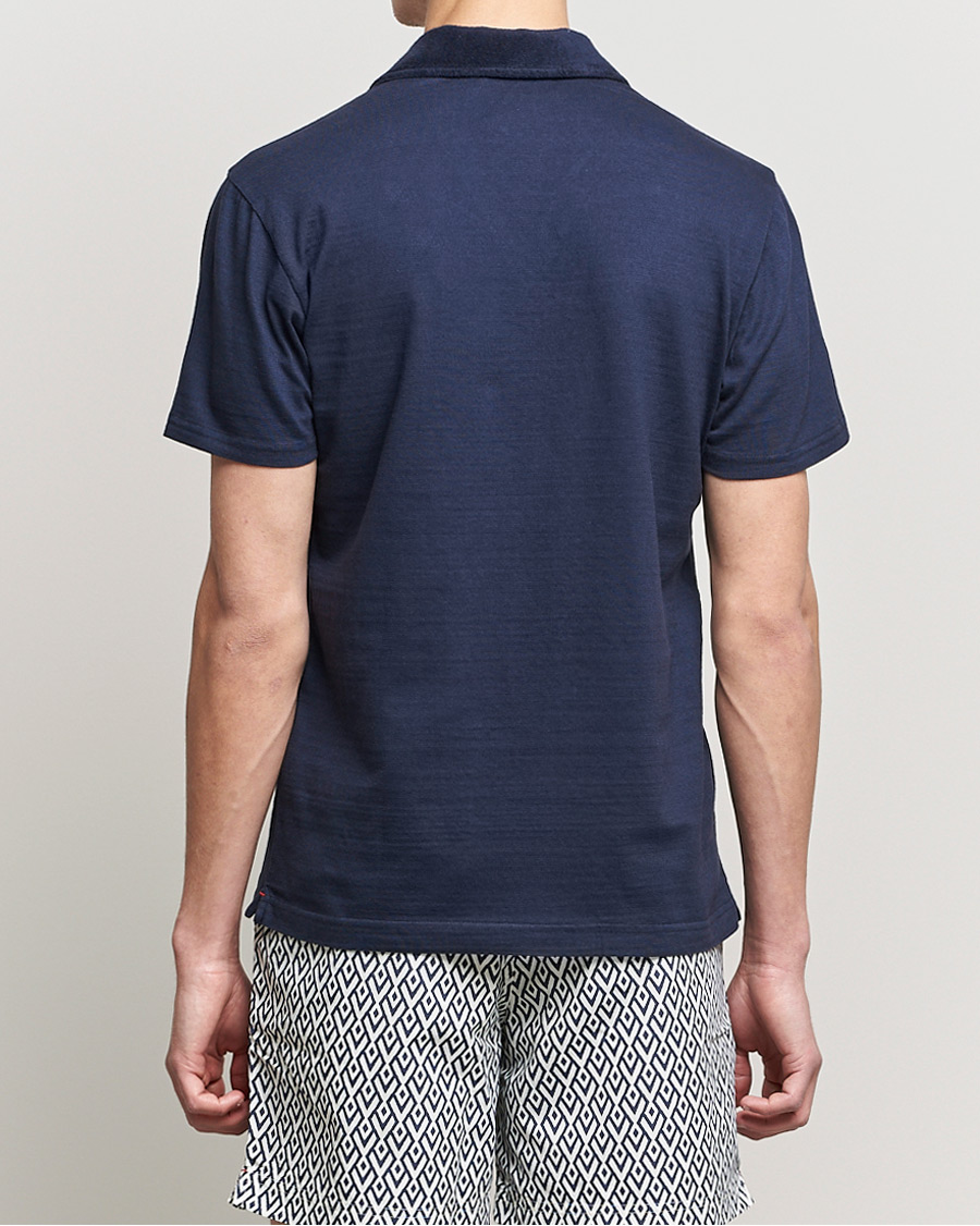 Homme | Polos | Orlebar Brown | Albert GD Towelling Trim Polo Night Iris