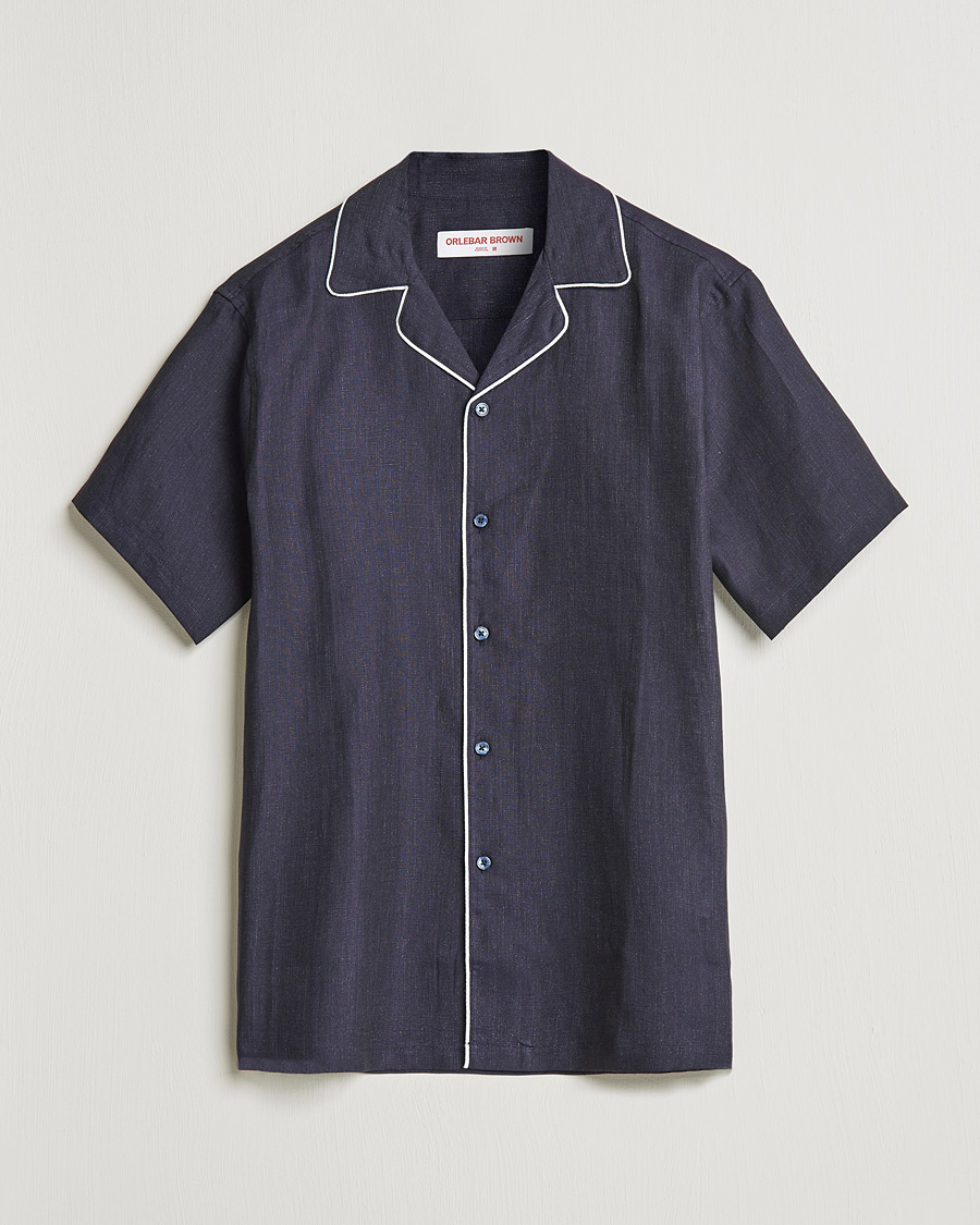 Homme | Chemises | Orlebar Brown | Hibbert Short Sleeve Linen Shirt Navy