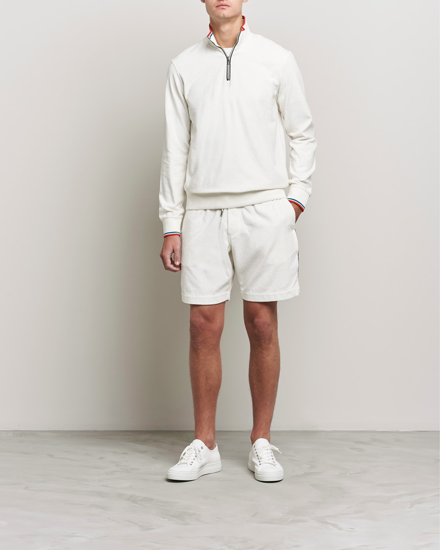 Homme | Pulls Et Tricots | Orlebar Brown | Nielson OB Stripe Towelling Half Zip White Sand