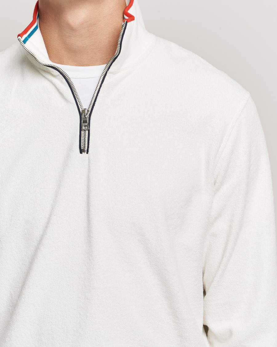 Homme | Pulls Et Tricots | Orlebar Brown | Nielson OB Stripe Towelling Half Zip White Sand