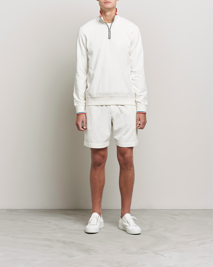 Homme | Shorts | Orlebar Brown | Afador OB Stripe Towelling Shorts White Sand