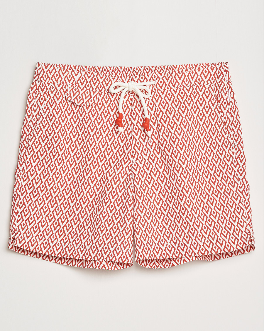 Homme | Maillots De Bain | Orlebar Brown | Standard Cano Printed Swimshorts Summer Red/Cloud
