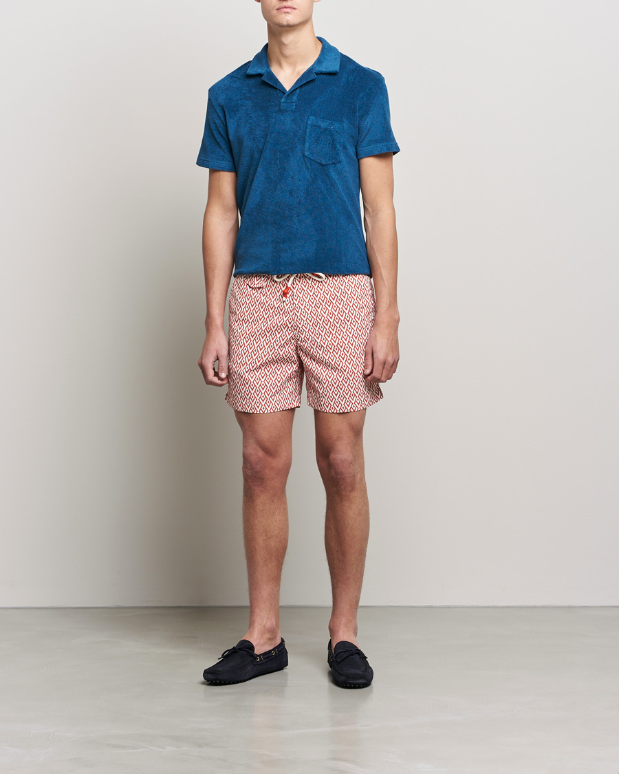 Homme | Maillots De Bain | Orlebar Brown | Standard Cano Printed Swimshorts Summer Red/Cloud