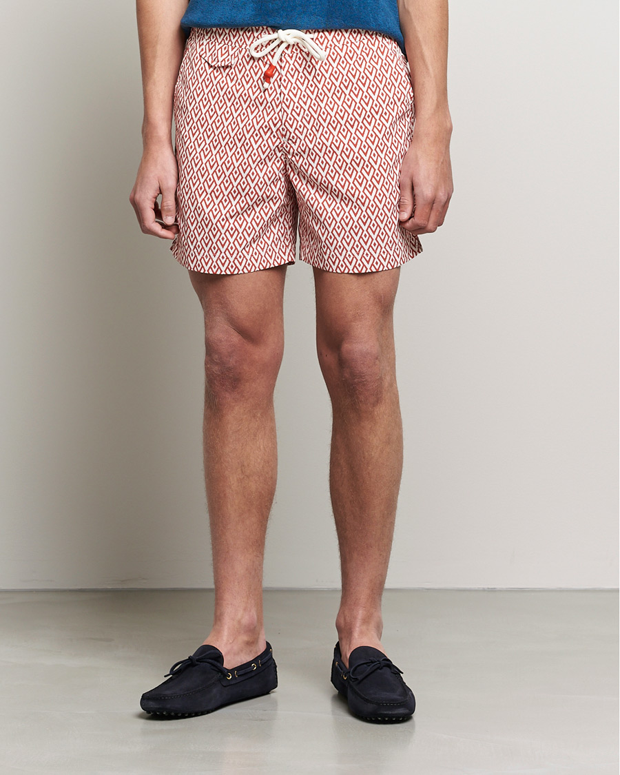 Homme | Maillots De Bain | Orlebar Brown | Standard Cano Printed Swimshorts Summer Red/Cloud