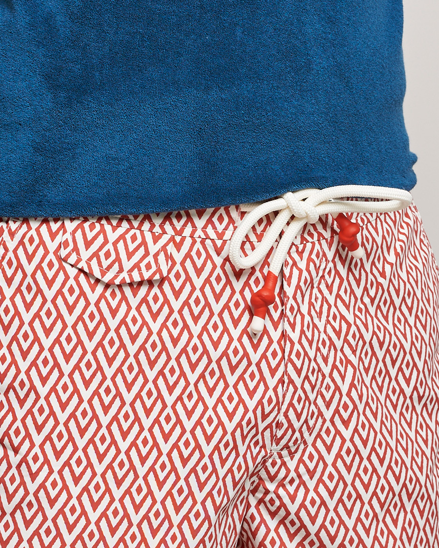 Homme | Maillots De Bain | Orlebar Brown | Standard Cano Printed Swimshorts Summer Red/Cloud