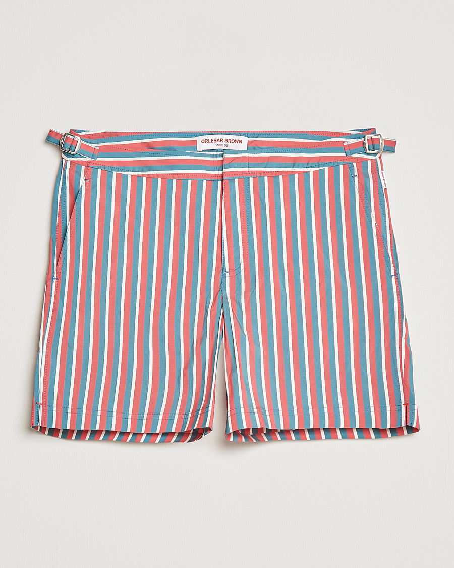 Homme | Maillots De Bain | Orlebar Brown | Bulldog OB Stripe Swimshorts Summer Red/Marina Aqua