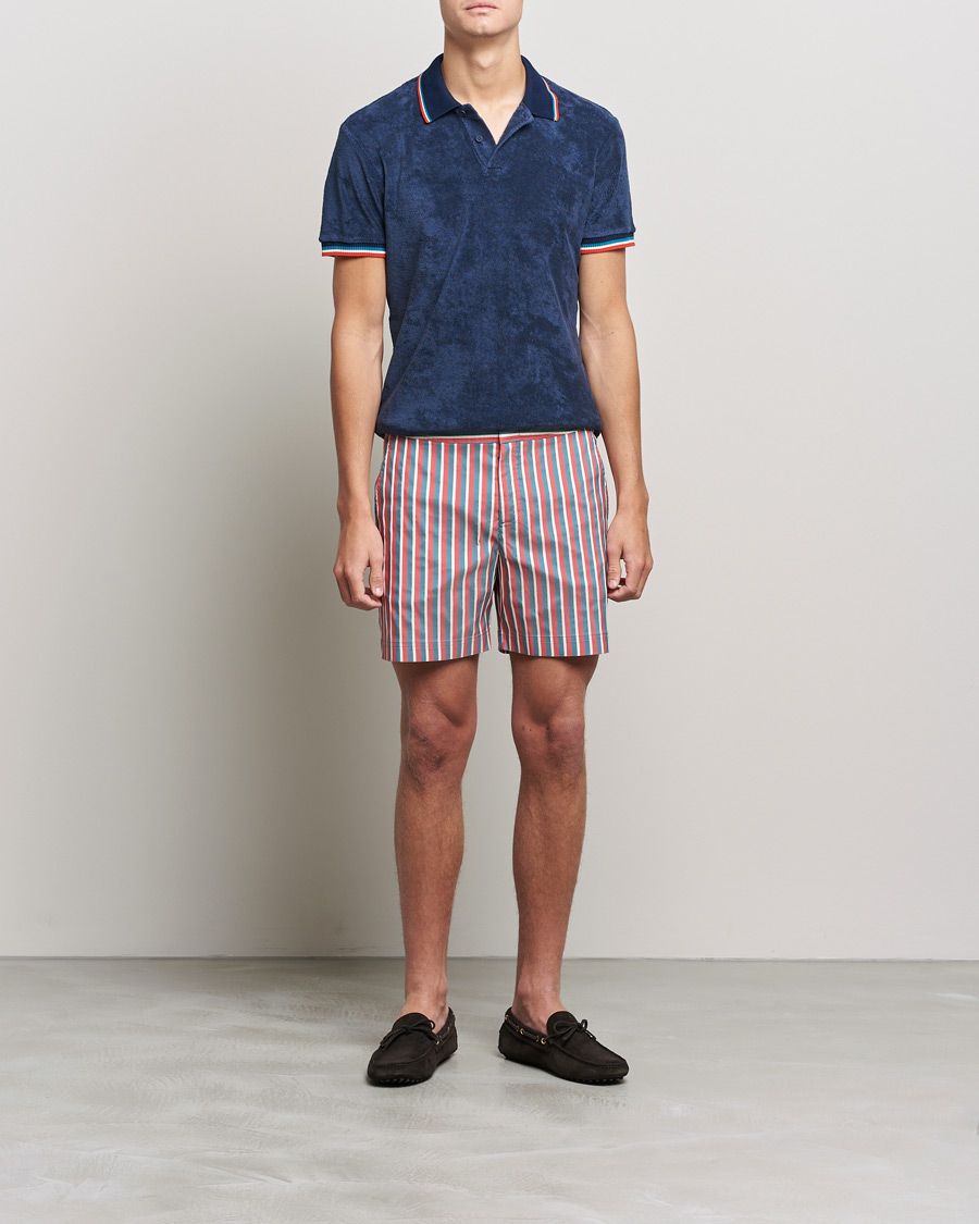 Homme | Maillots De Bain | Orlebar Brown | Bulldog OB Stripe Swimshorts Summer Red/Marina Aqua