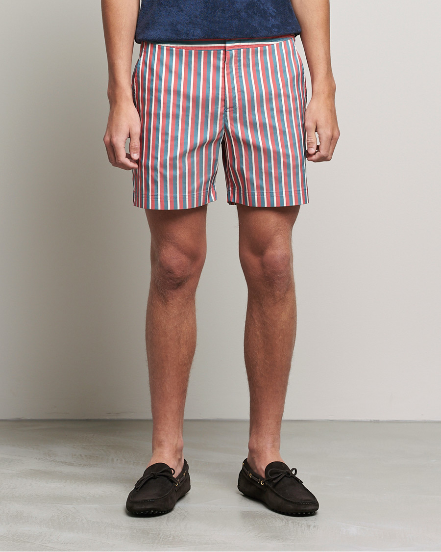 Homme | Maillots De Bain | Orlebar Brown | Bulldog OB Stripe Swimshorts Summer Red/Marina Aqua