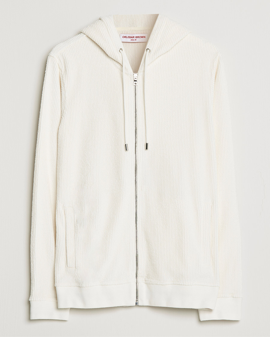 Homme | Pulls Et Tricots | Orlebar Brown | Matthers DN Towelling Racked Zip Hood White Sand