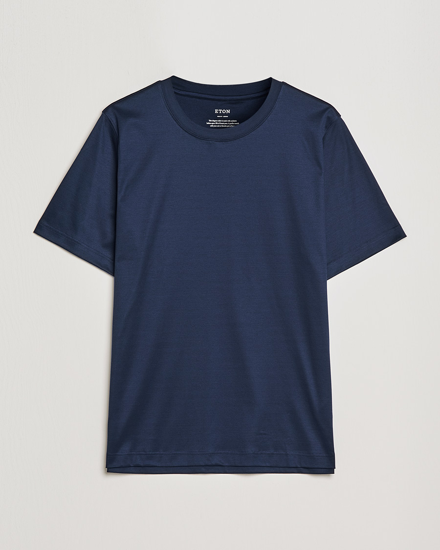 Homme | T-shirts | Eton | Filo Di Scozia Cotton T-Shirt Navy