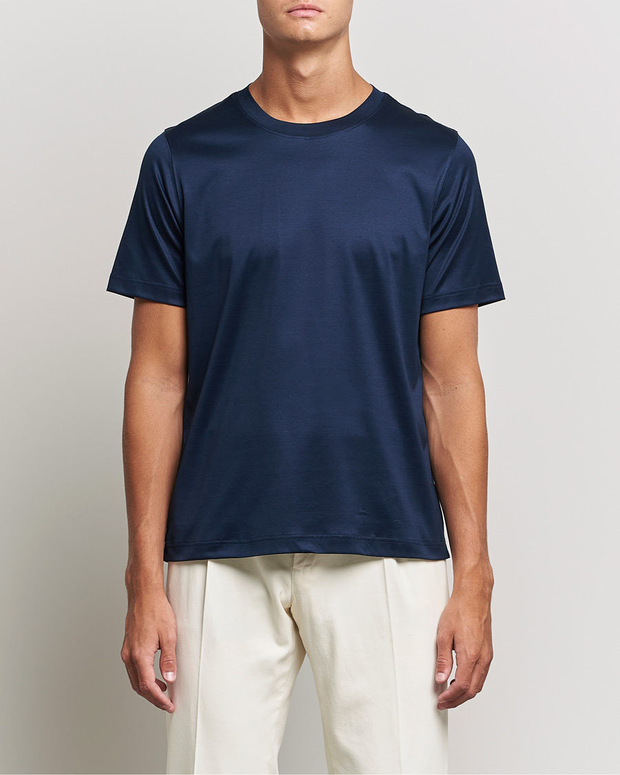 Homme | T-shirts | Eton | Filo Di Scozia Cotton T-Shirt Navy