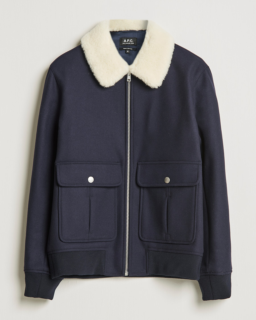 Homme | Manteaux Et Vestes | A.P.C. | Ben Shearling Bomber Jacket Navy