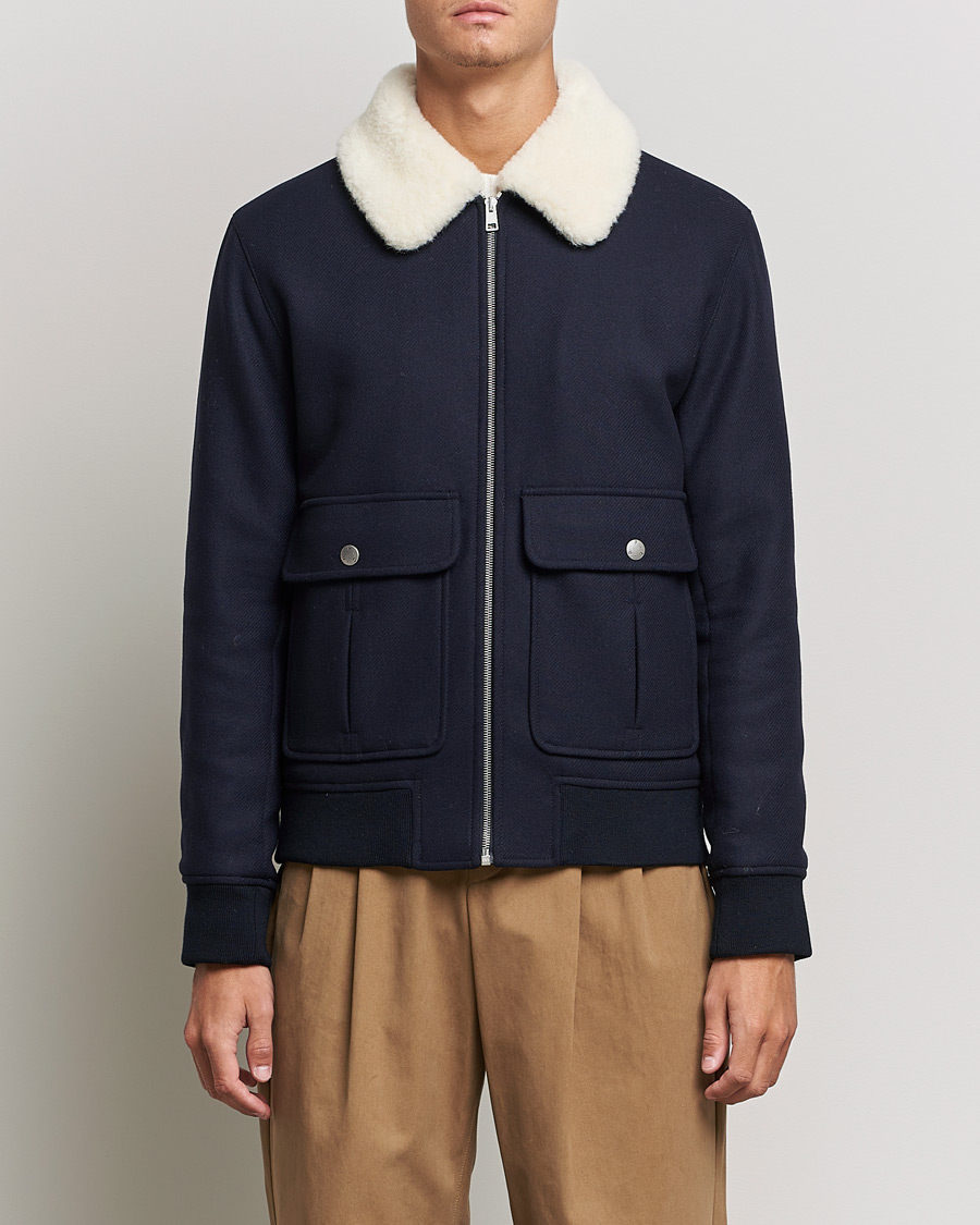 Homme | Manteaux Et Vestes | A.P.C. | Ben Shearling Bomber Jacket Navy