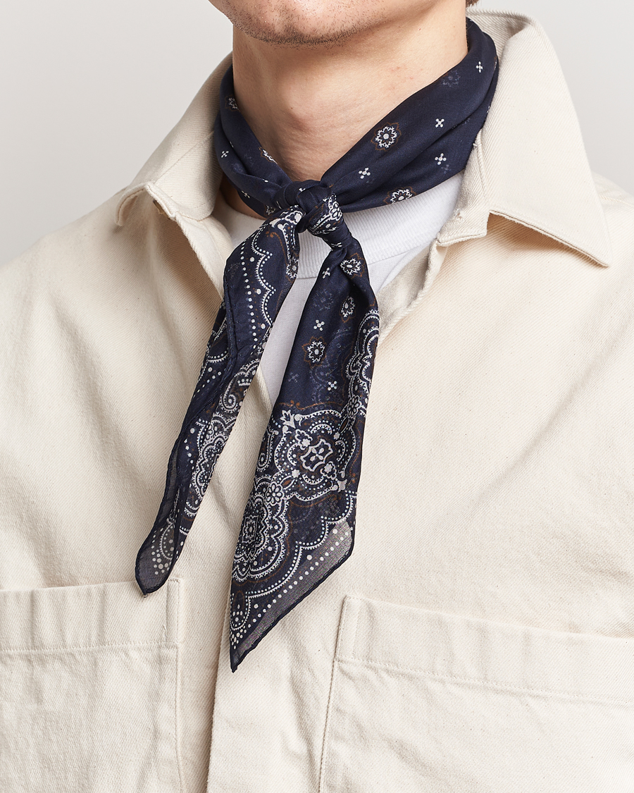 Homme | Amanda Christensen Cotton Voilé Printed Medallion Bandana Navy | Amanda Christensen | Cotton Voilé Printed Medallion Bandana Navy