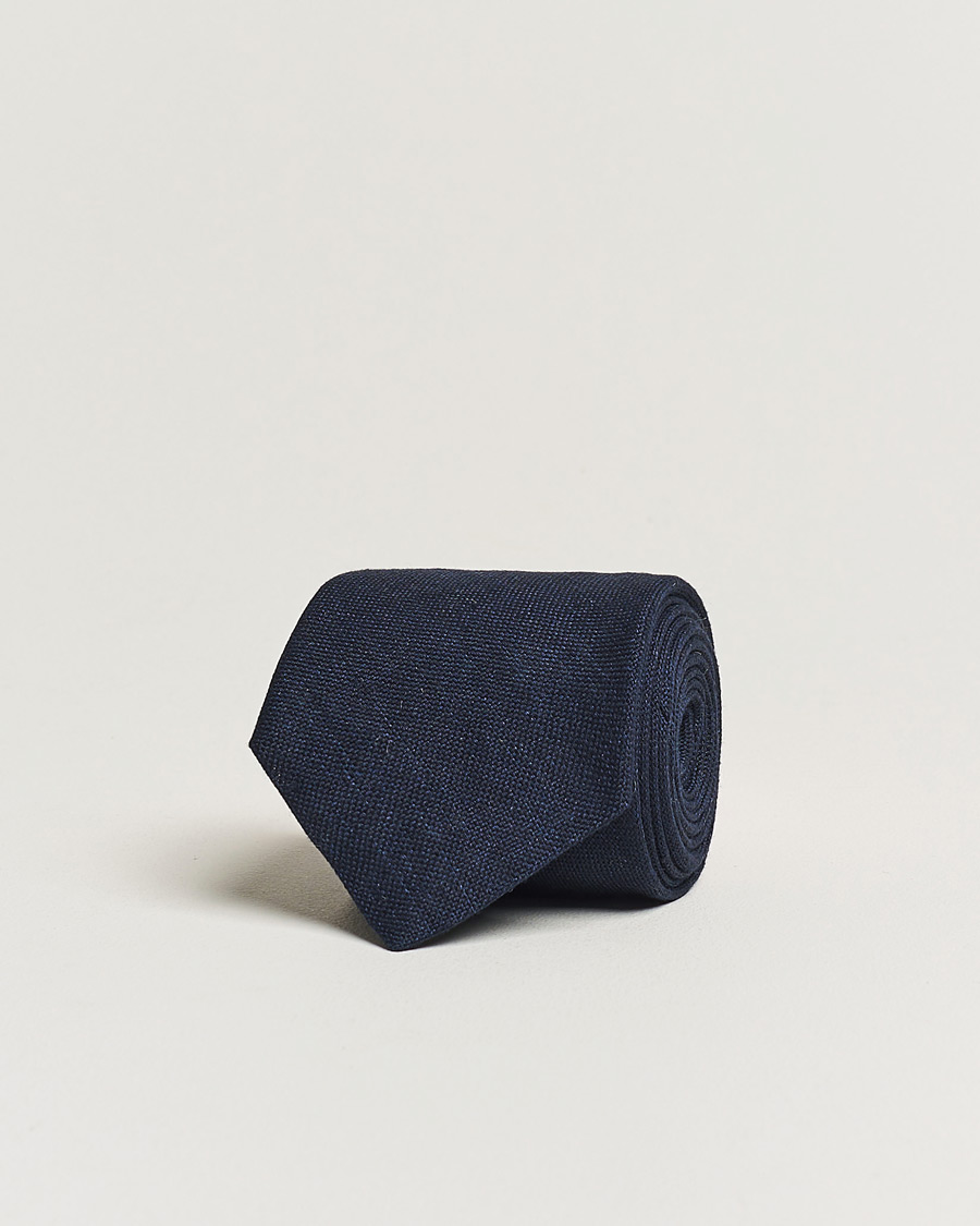 Homme | Amanda Christensen Hopsack Linen 8cm Tie Navy | Amanda Christensen | Hopsack Linen 8cm Tie Navy