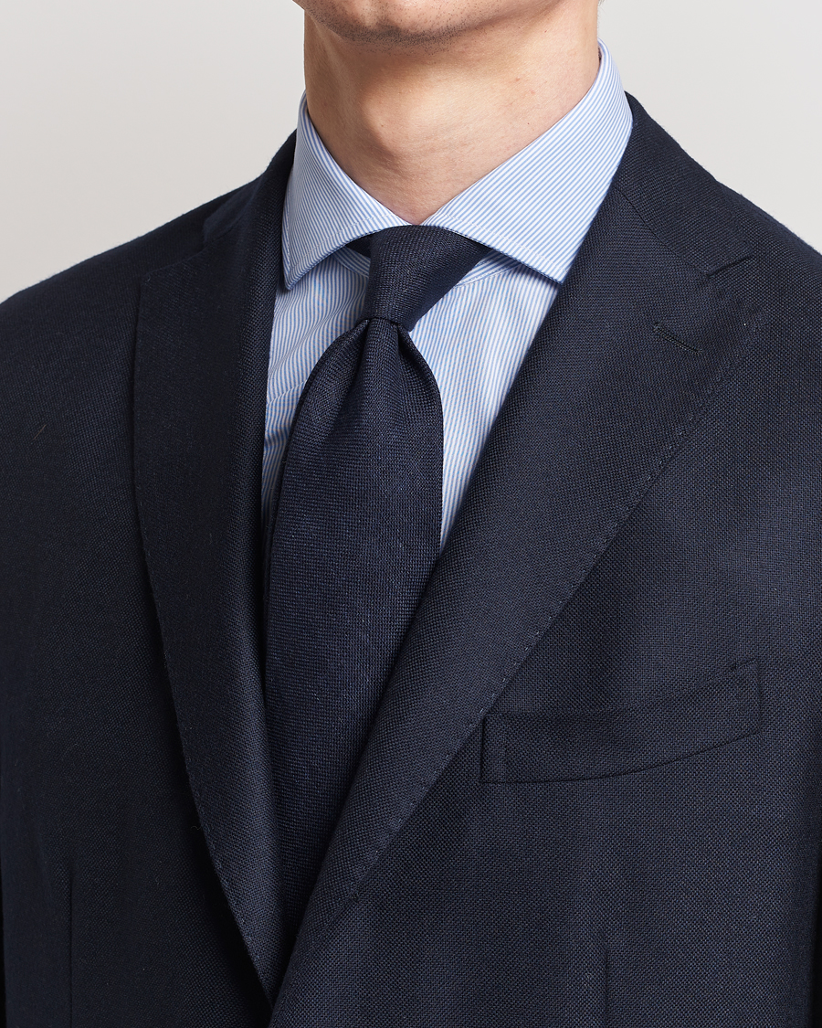 Homme | Cravates | Amanda Christensen | Amanda ChristensenHopsack Linen 8cm TieNavy