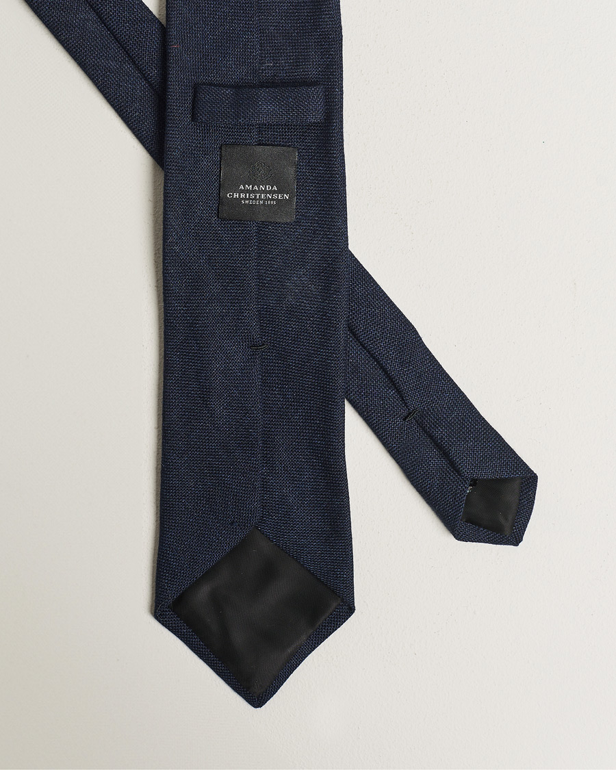 Homme | Amanda Christensen Hopsack Linen 8cm Tie Navy | Amanda Christensen | Hopsack Linen 8cm Tie Navy