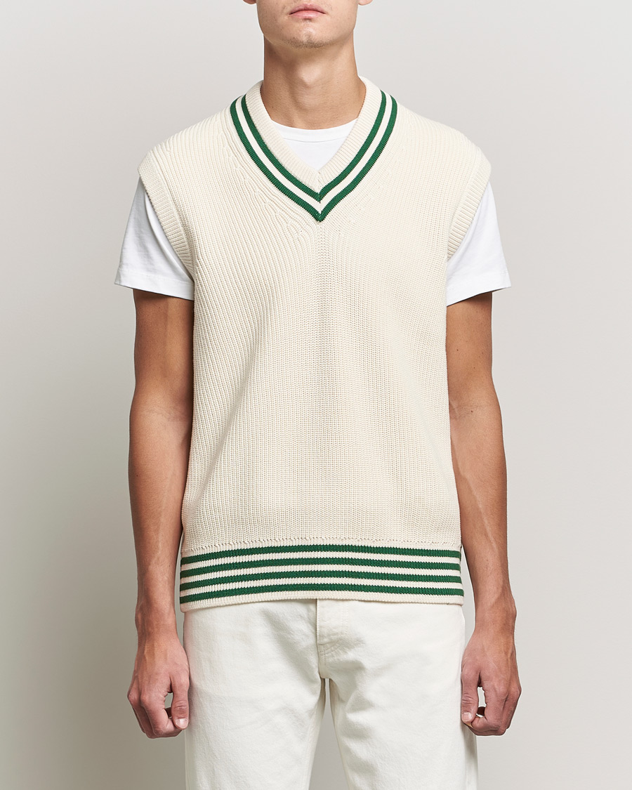 Homme | Pulls Et Tricots | GANT | Ribbed Cricket Knitted Slipover Creme