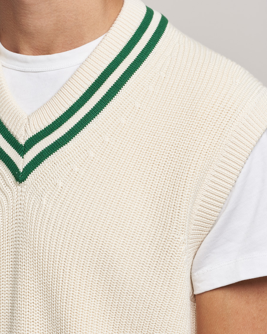 Homme | Pulls Et Tricots | GANT | Ribbed Cricket Knitted Slipover Creme