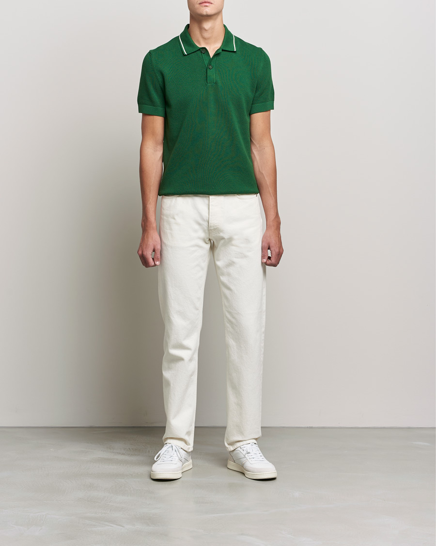 Homme | Polos | GANT | Textured Knitted Polo Forest Green