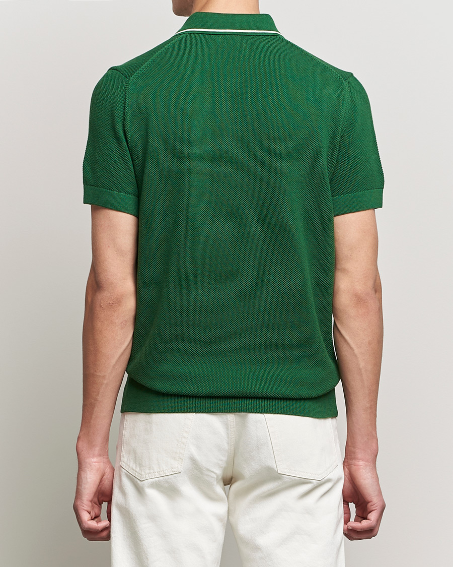 Homme | Polos | GANT | Textured Knitted Polo Forest Green