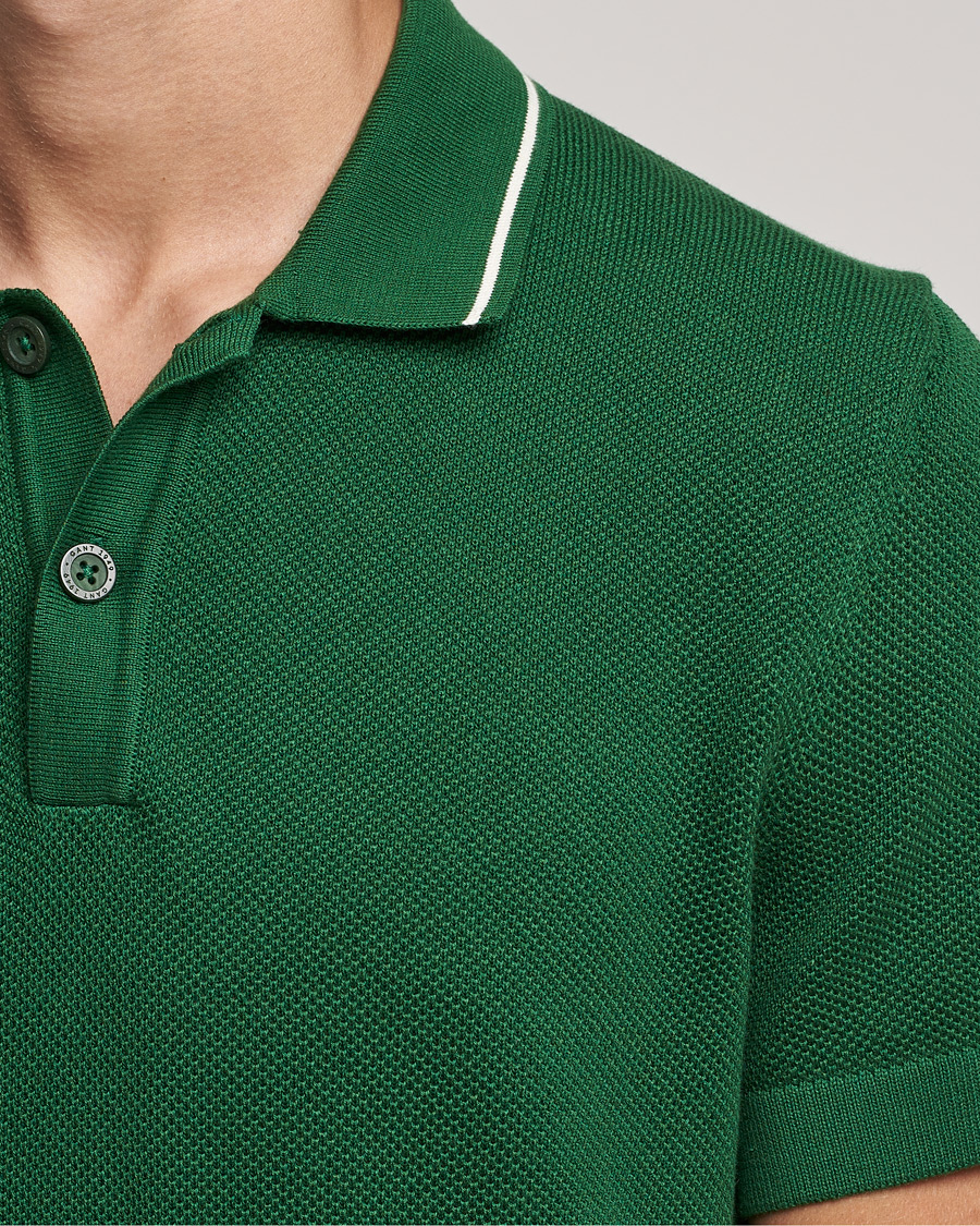 Homme | Polos | GANT | Textured Knitted Polo Forest Green