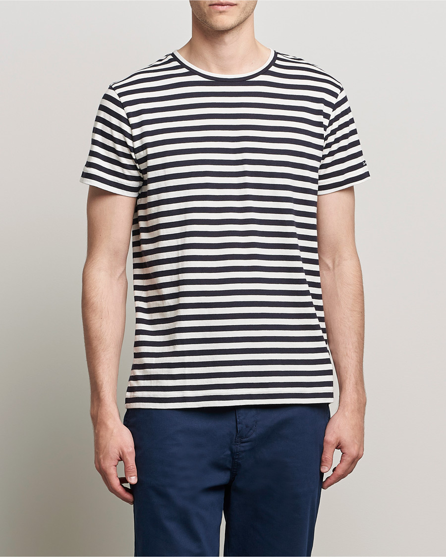 Homme | T-shirts | GANT | Striped Crew Neck Tee Evening Blue