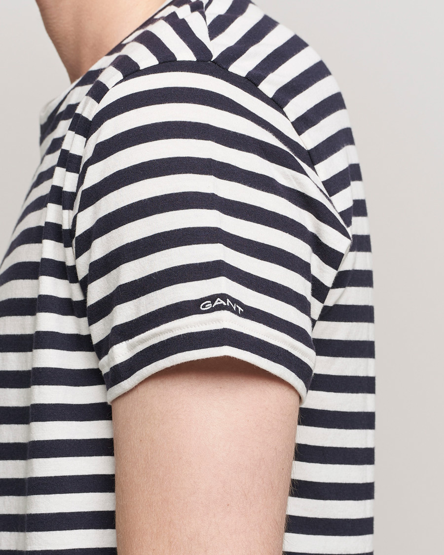 Homme | T-shirts | GANT | Striped Crew Neck Tee Evening Blue