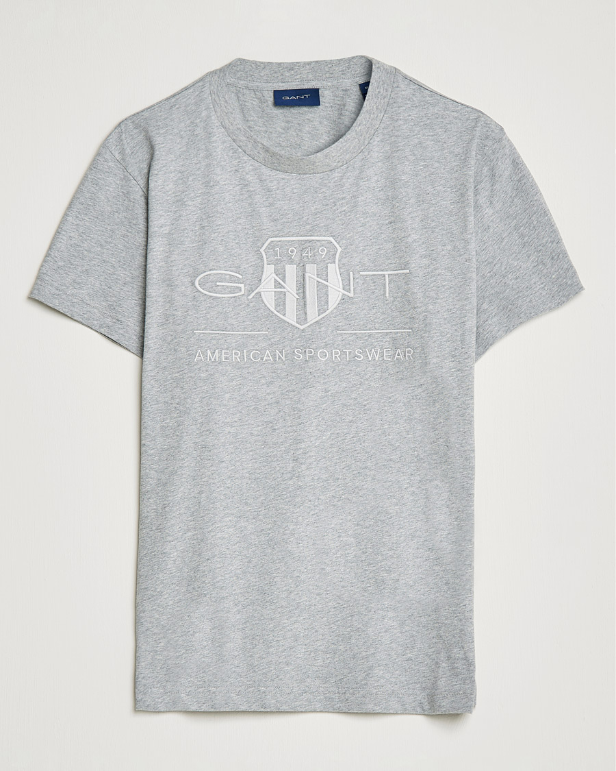 Homme | T-shirts | GANT | Tonal Archive Shield Crew Neck Tee Grey Melange