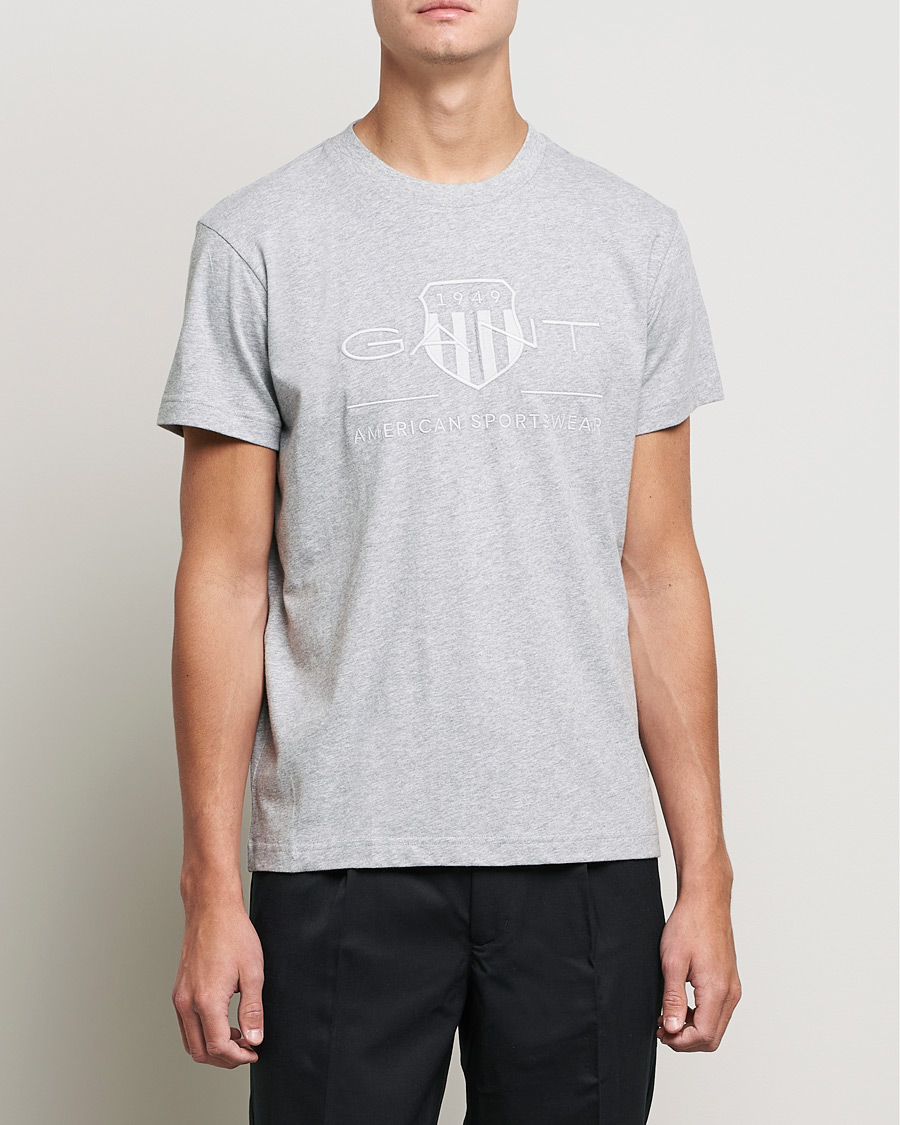 Homme | T-shirts | GANT | Tonal Archive Shield Crew Neck Tee Grey Melange