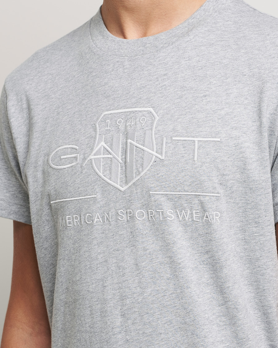 Homme | T-shirts | GANT | Tonal Archive Shield Crew Neck Tee Grey Melange