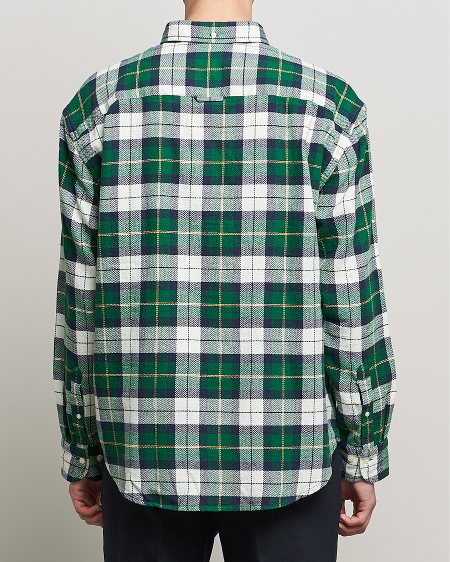 Homme | Chemises | GANT | Relaxed Textured Checked Shirt Forest Green