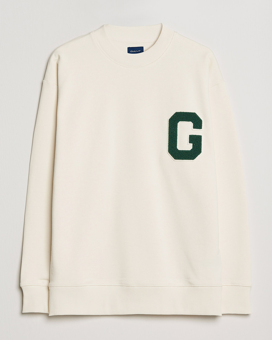 Homme | Pulls Et Tricots | GANT | College G Crew Neck Sweatshirt Creme