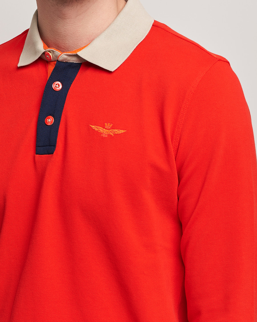 Homme | Pulls Et Tricots | Aeronautica Militare | Long Sleeve Collor Polo Arancio Scuro