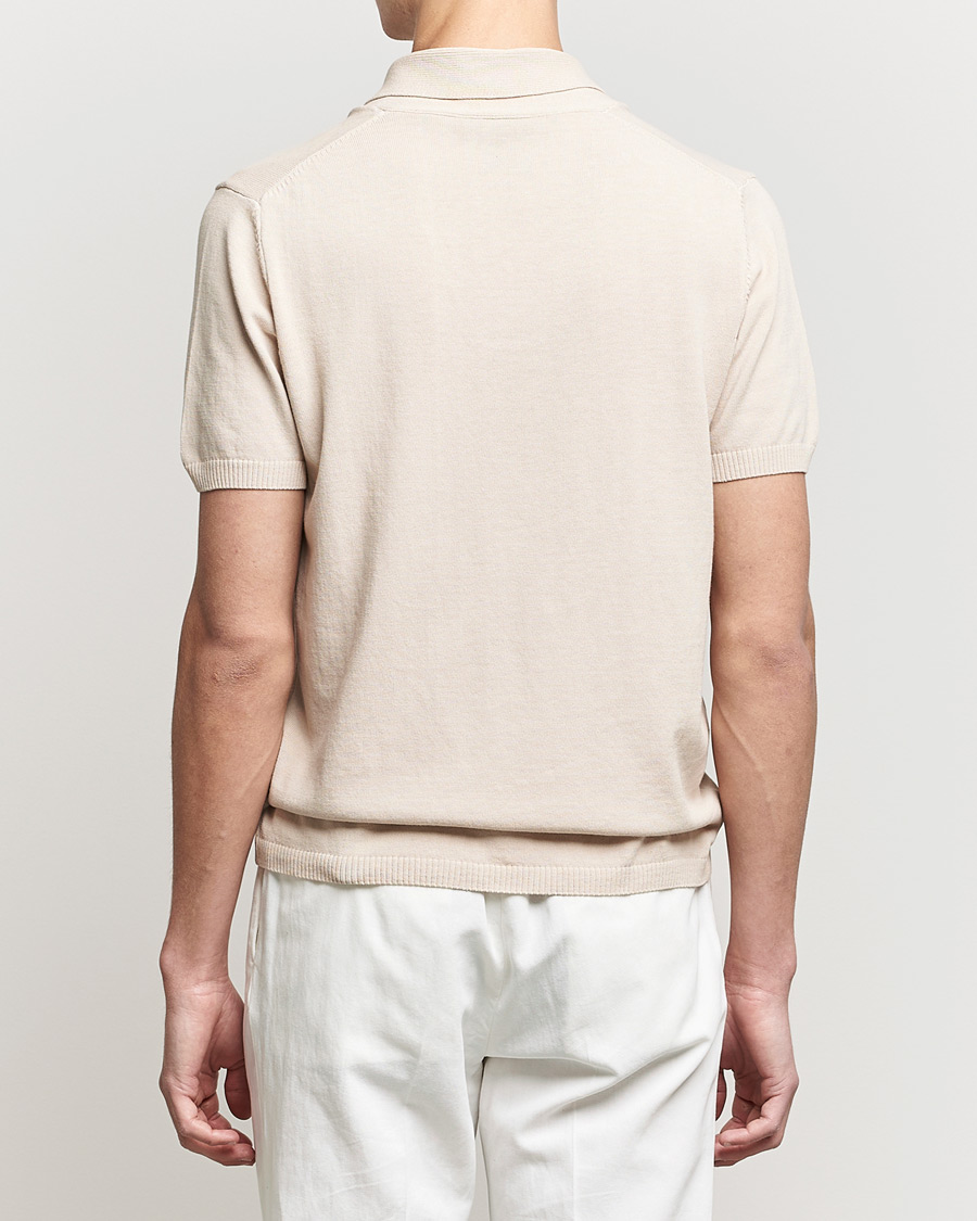 Homme | Polos | Oscar Jacobson | Rollo GD Shawl Collar Cotton Polo Beige