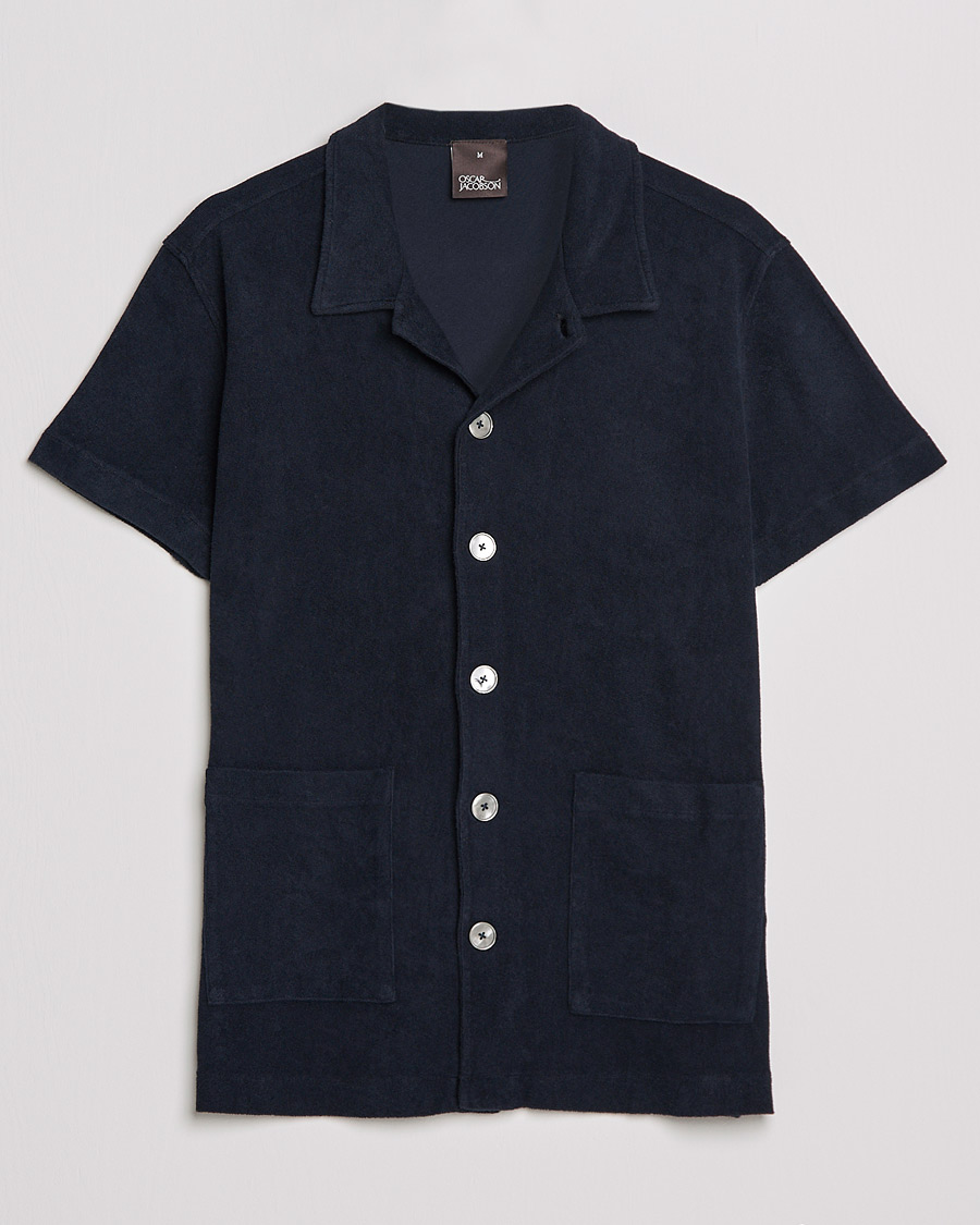 Homme | Polos | Oscar Jacobson | Alwin Terry Short Sleeve Safari Polo Night Blue