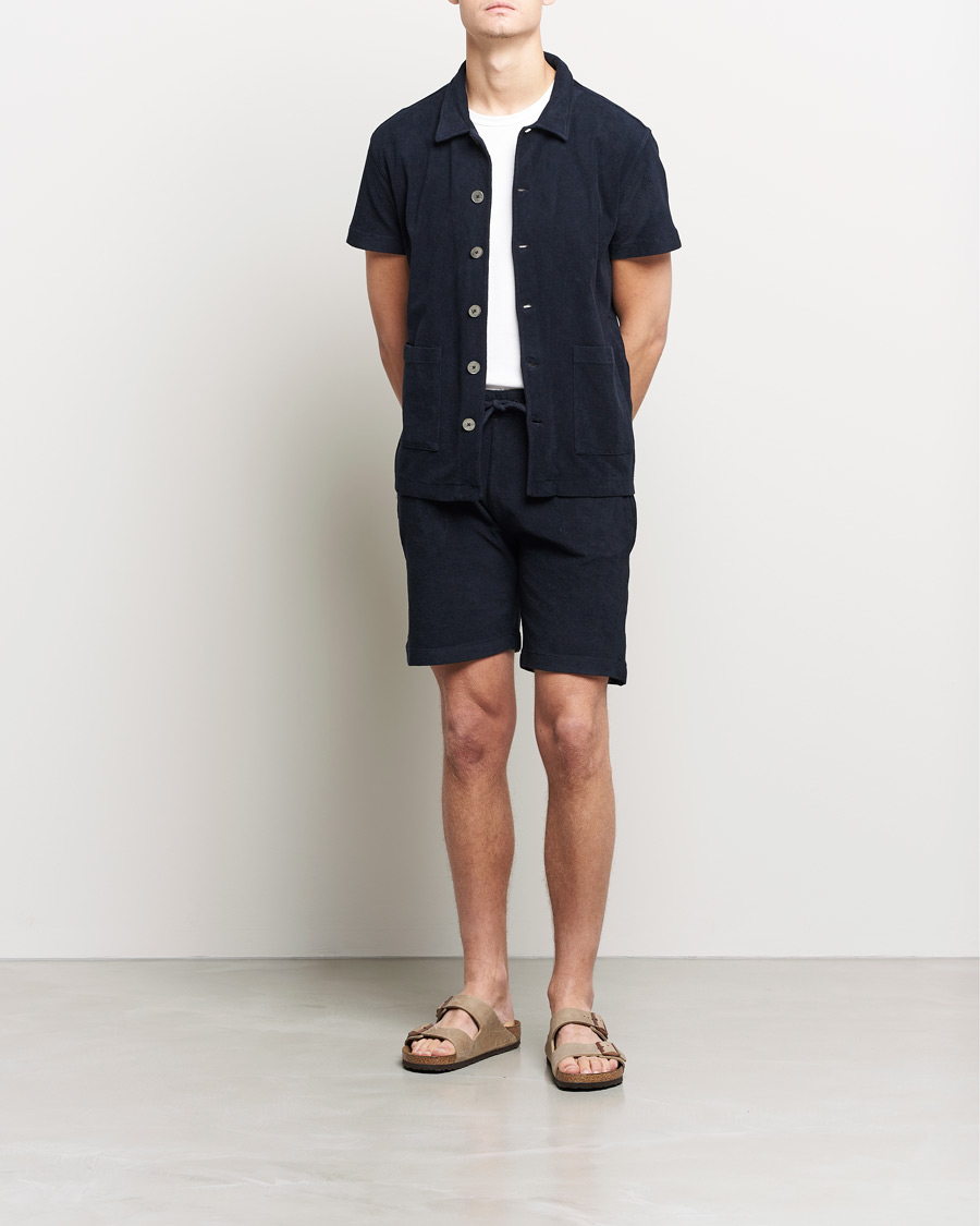 Homme | Polos | Oscar Jacobson | Alwin Terry Short Sleeve Safari Polo Night Blue