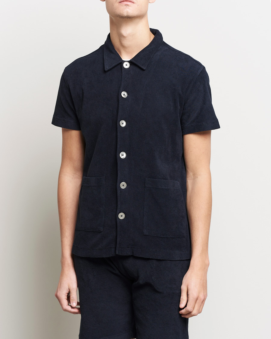Homme | Polos | Oscar Jacobson | Alwin Terry Short Sleeve Safari Polo Night Blue