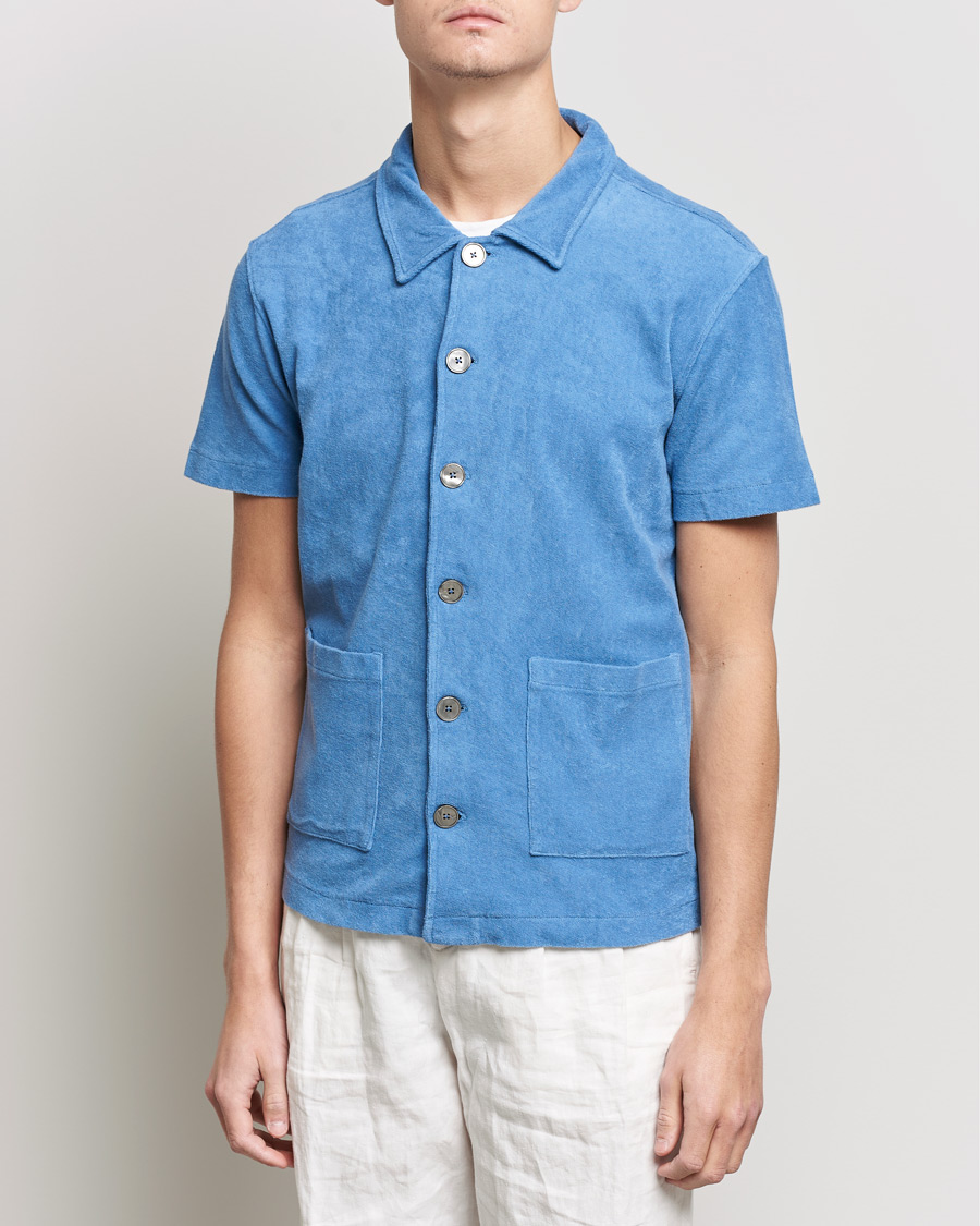 Homme | Polos | Oscar Jacobson | Alwin Terry Short Sleeve Safari Polo Blue