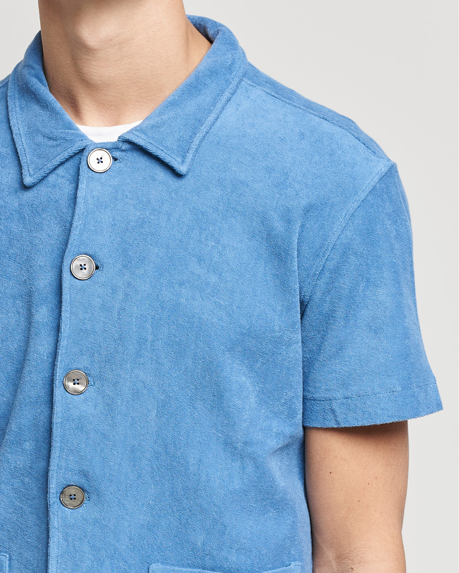 Homme | Polos | Oscar Jacobson | Alwin Terry Short Sleeve Safari Polo Blue