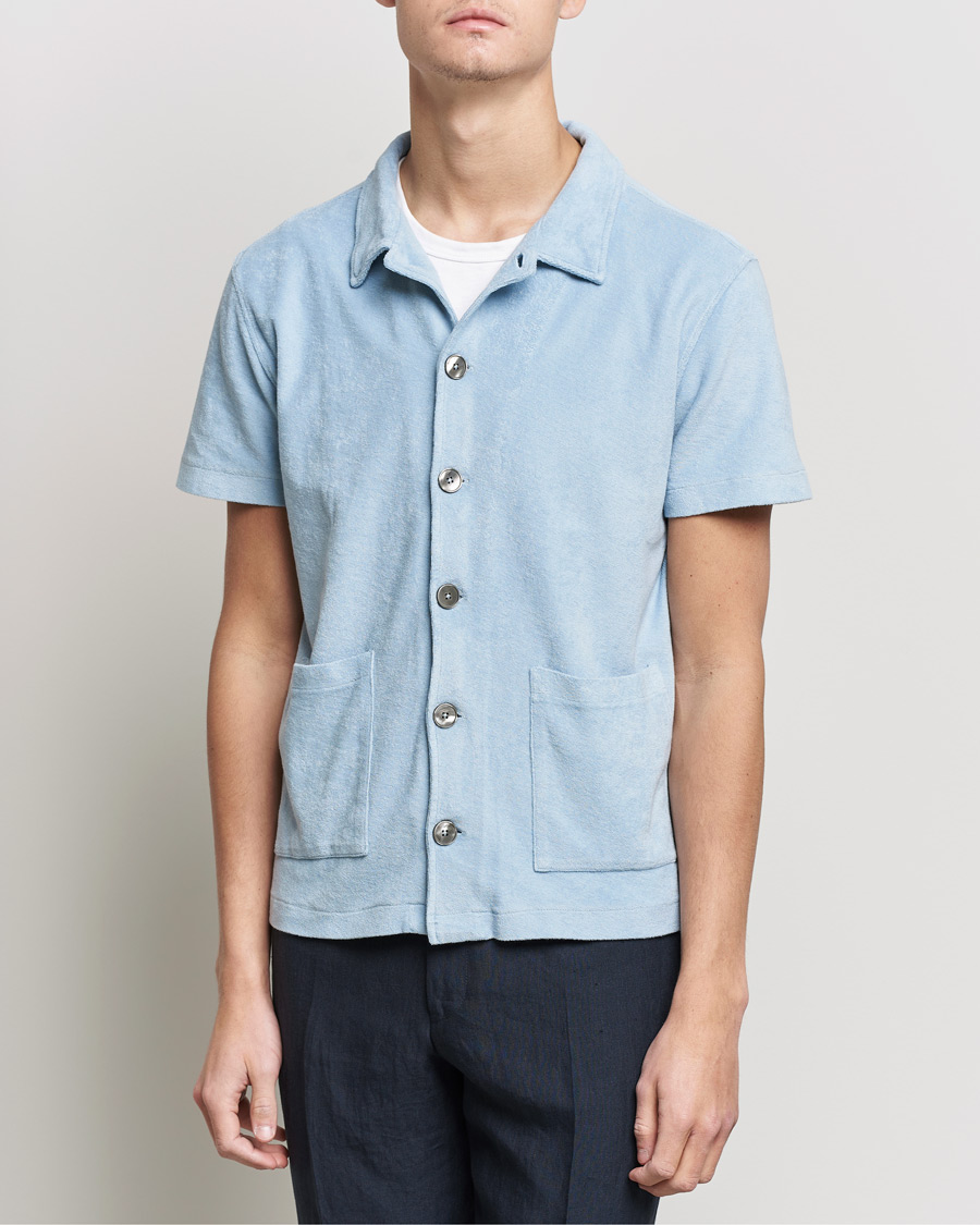 Homme | Polos | Oscar Jacobson | Alwin Terry Short Sleeve Safari Polo Smog Blue