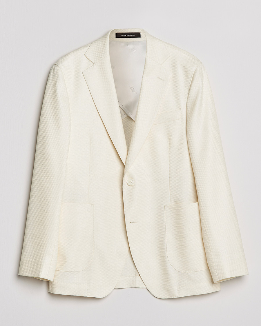 Homme | Blazers | Oscar Jacobson | Ferry Merino/Silk Patch Pocket Blazer Creme