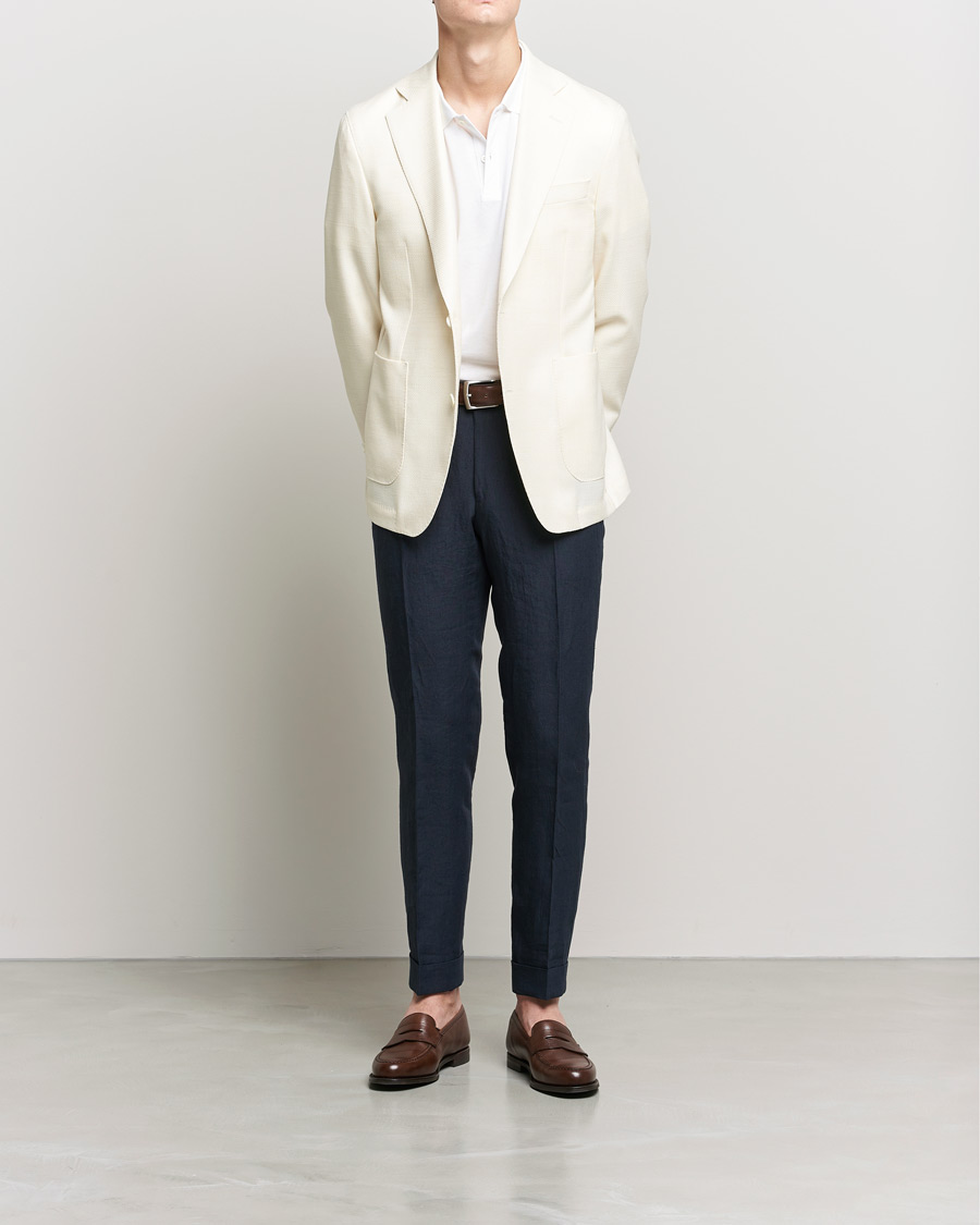 Homme | Blazers | Oscar Jacobson | Ferry Merino/Silk Patch Pocket Blazer Creme