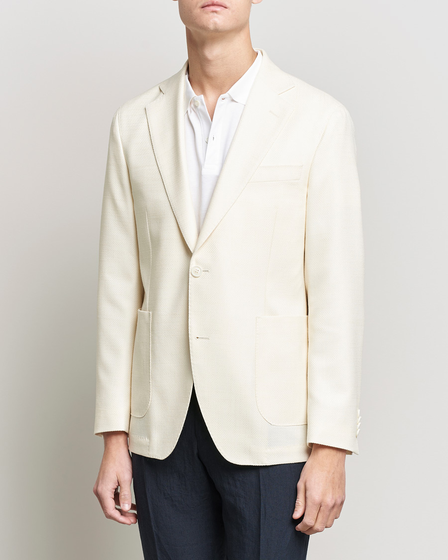 Homme | Blazers | Oscar Jacobson | Ferry Merino/Silk Patch Pocket Blazer Creme