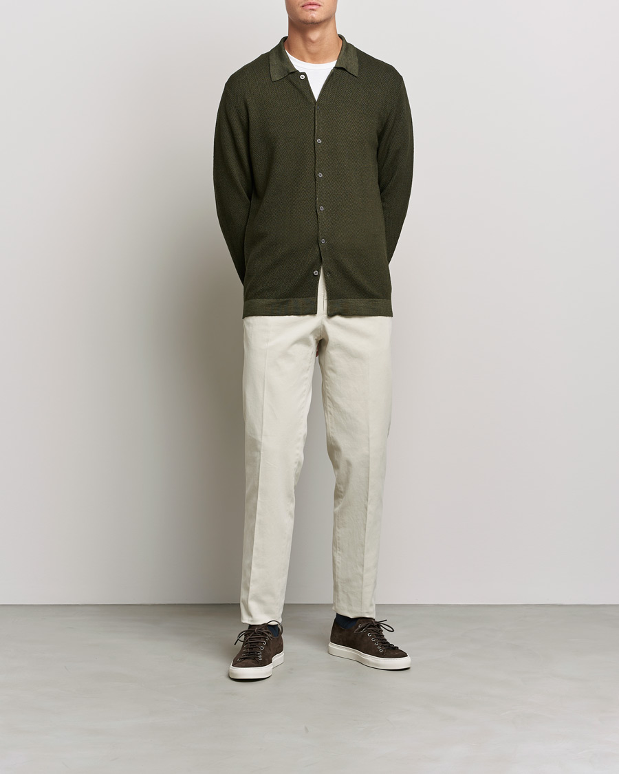 Homme | Pulls Et Tricots | Altea | Herringbone Wool Shirt Dark Green